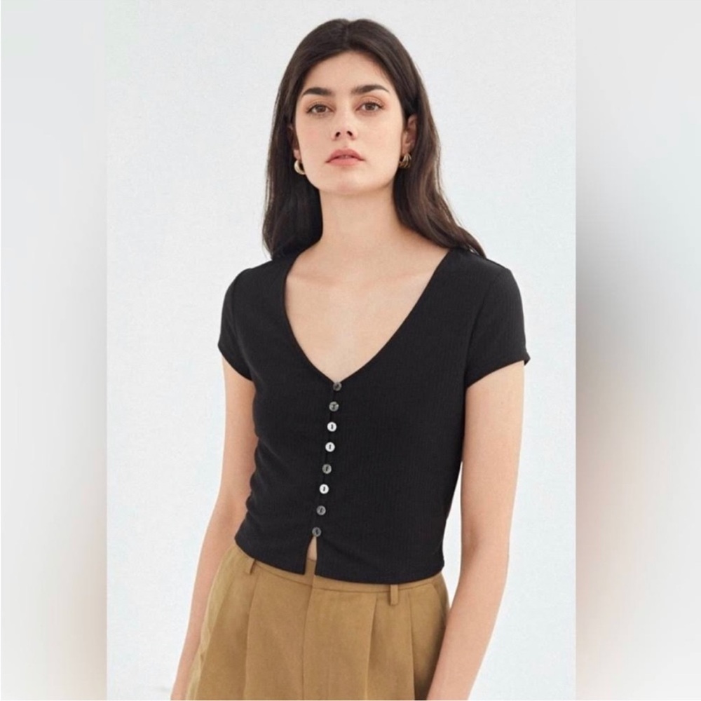 Reformation Black Button-Up Top